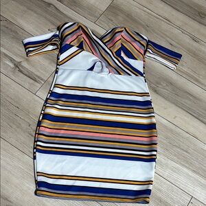 Privy White and Blue Bodycon Dress Sweetheart Neckline